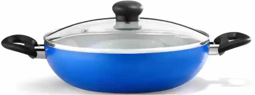 CORAL DLX GRANITE KADAI BLUE 260MM (IB)(WITH GLASS LID) - NON STICK COOKWARE - BUTTERFLY