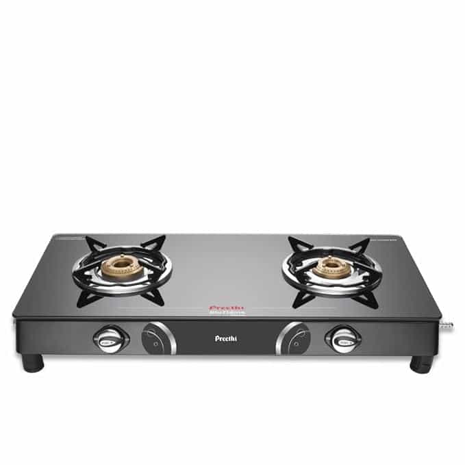 GLEAM BATI 2B (2 BURNER)(GLASS TOP)(GTS 102)(19000087) - GAS STOVE - PREETHI