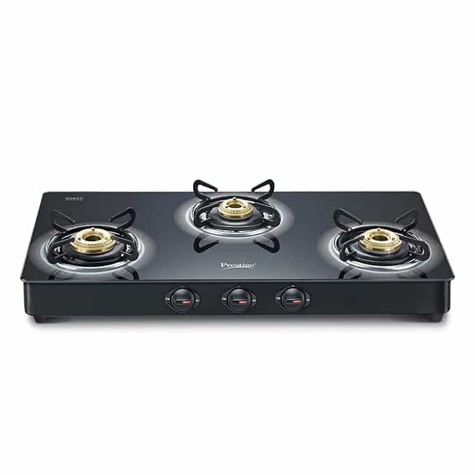 ROYAL PLUS AUTO IGNITION (3 BURNER)(GLASS TOP)(AI)(40513) - GAS STOVE - PRESTIGE