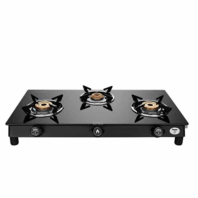 SPARKLE POWER DUO 3B -BATI ( 3BURNER)(GTS403)(GLASS TOP)(19000096) - GAS STOVE - PREETHI